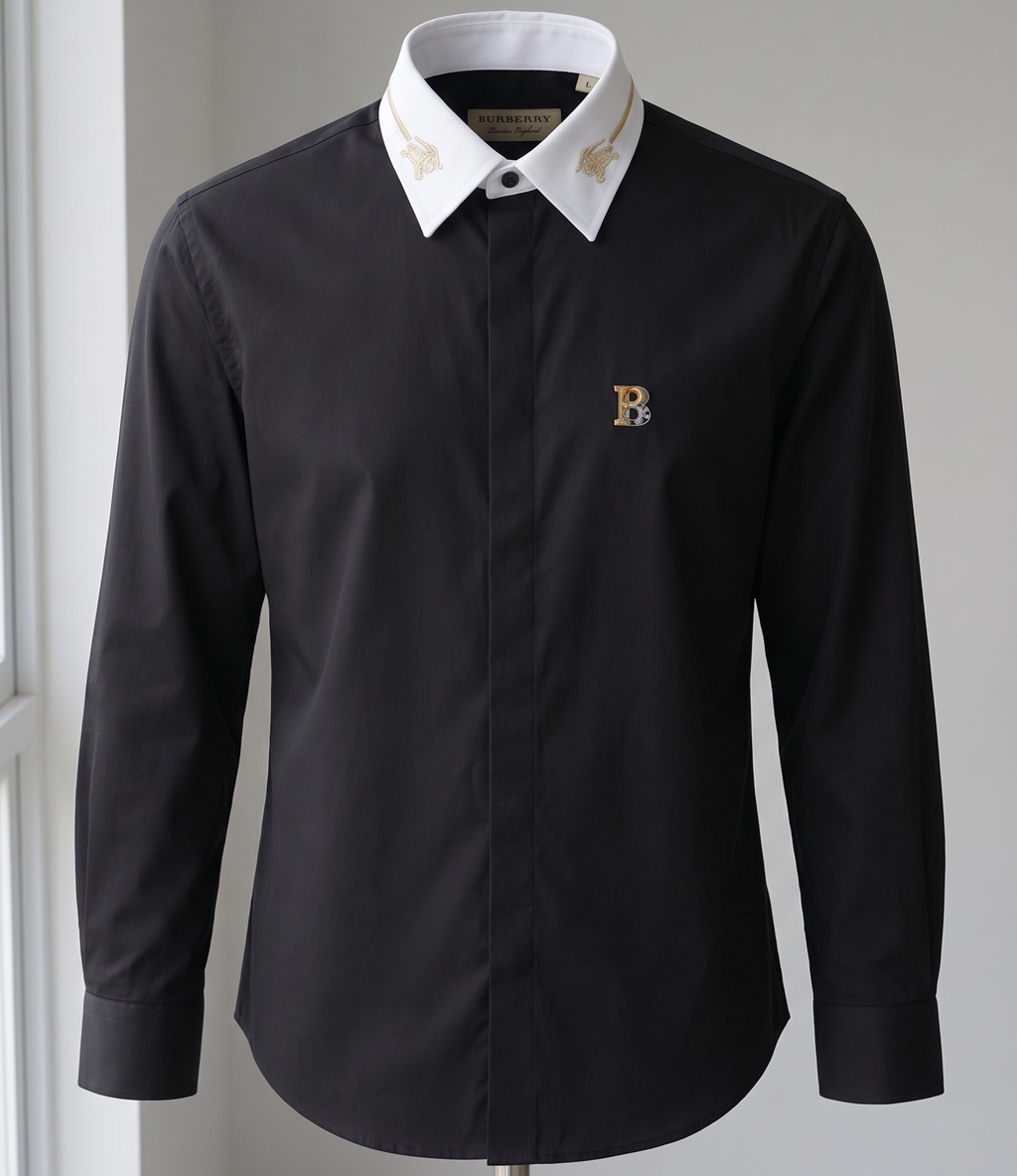 Chemise Édition Prestige : Noir Profond & Col Contrastant