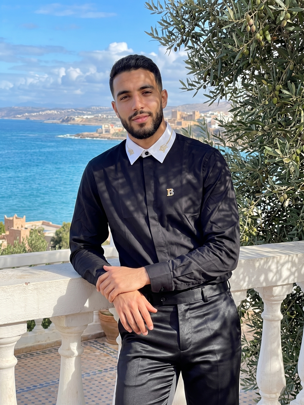 Chemise Édition Prestige : Noir Profond & Col Contrastant