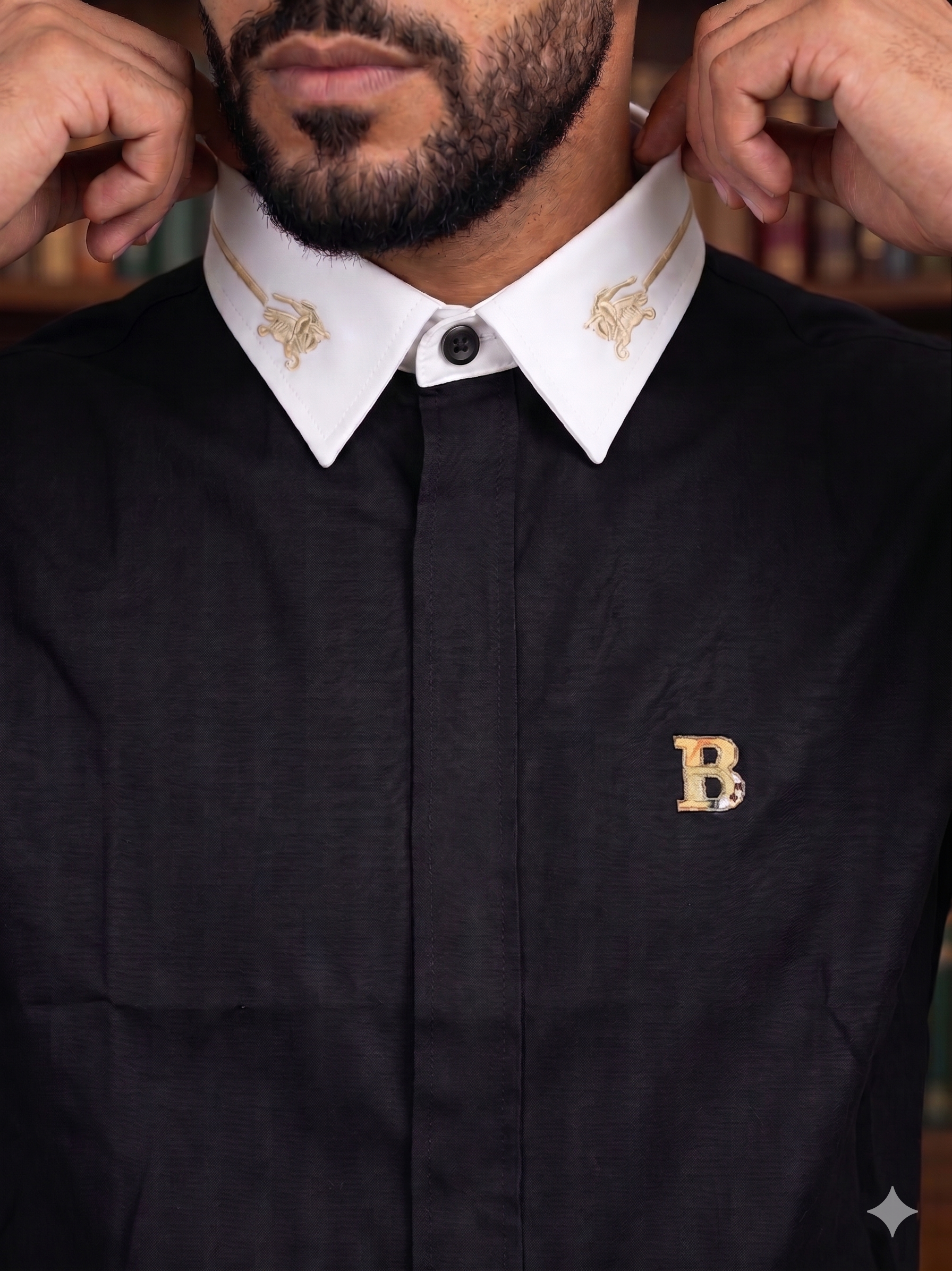 Chemise Édition Prestige : Noir Profond & Col Contrastant