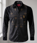 Chemise Signature Noire et Or à Empiècements Velours