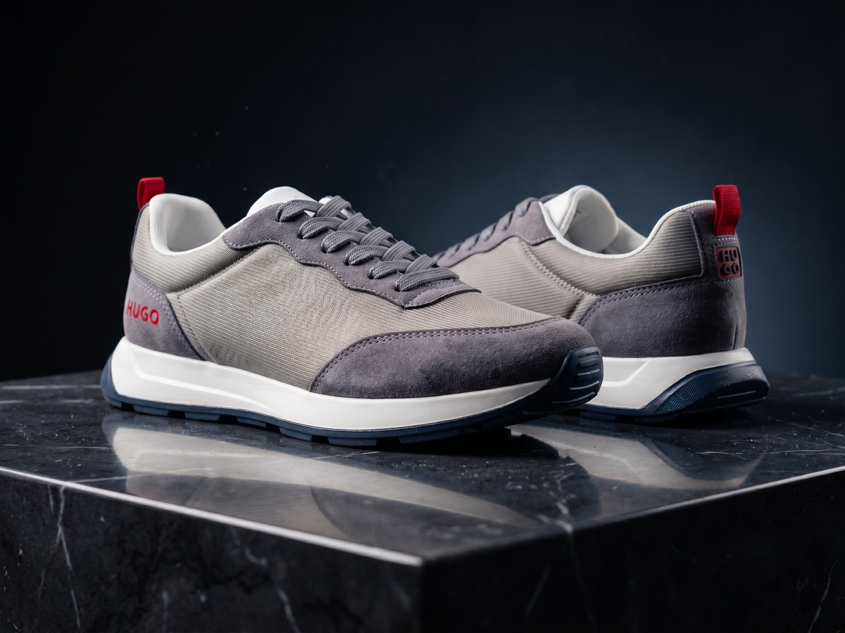 Sneakers en Daim et Mesh Gris & Rouge