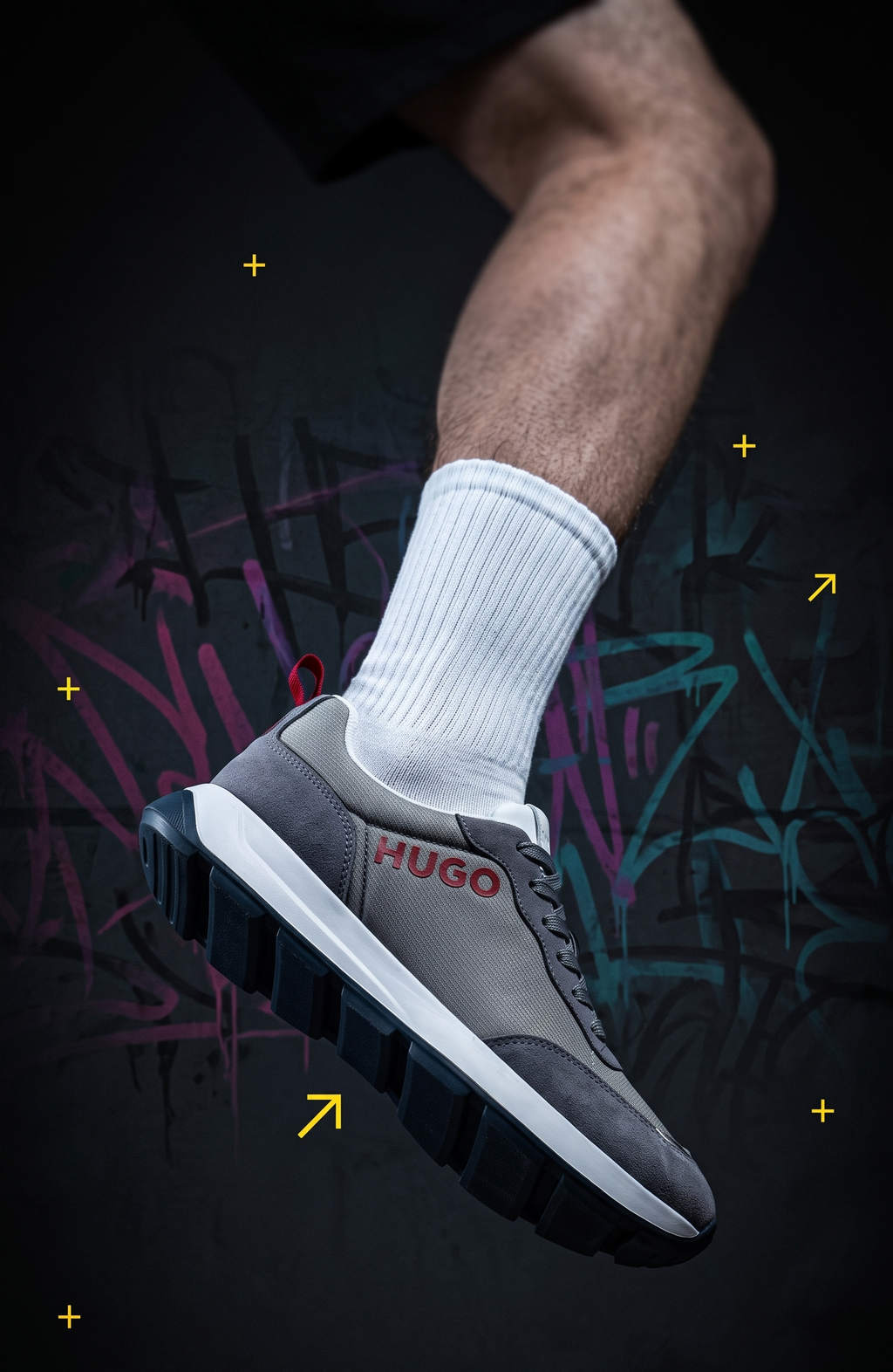 Sneakers en Daim et Mesh Gris & Rouge