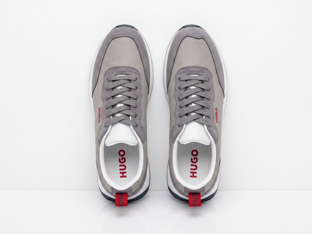 Sneakers en Daim et Mesh Gris & Rouge