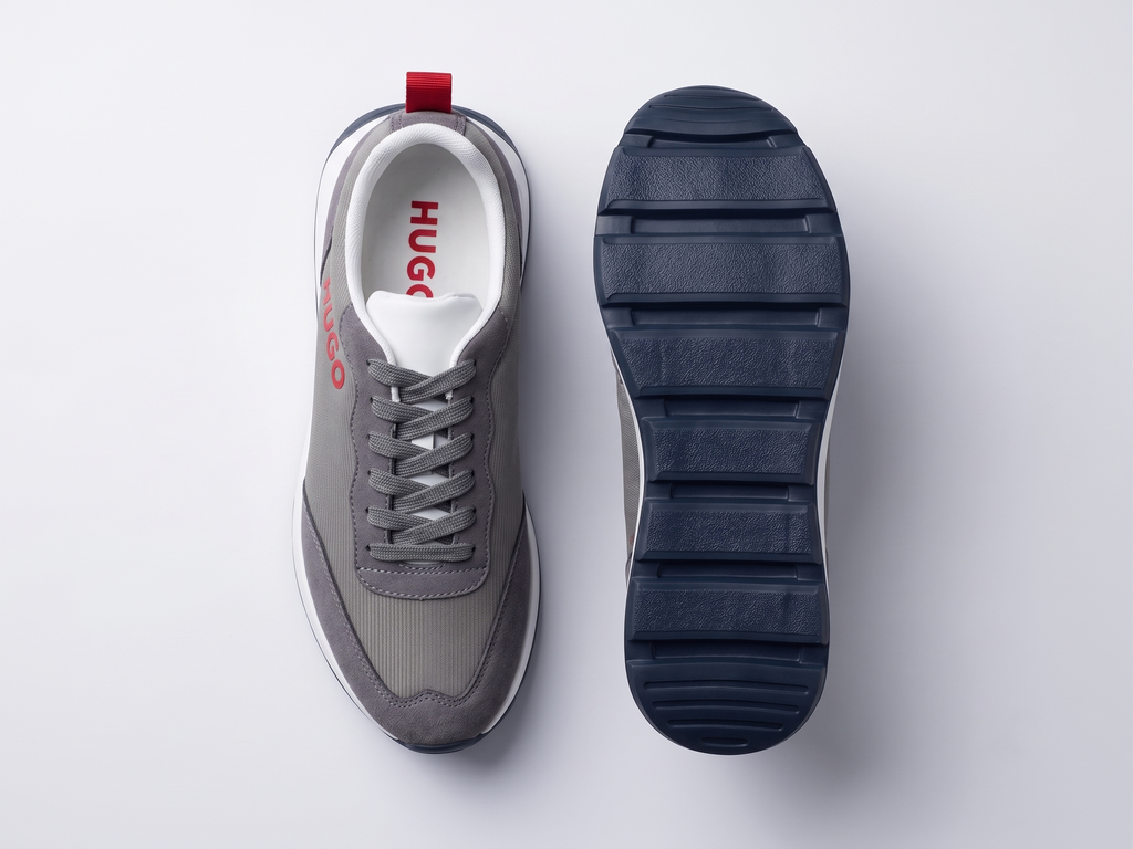 Sneakers en Daim et Mesh Gris & Rouge