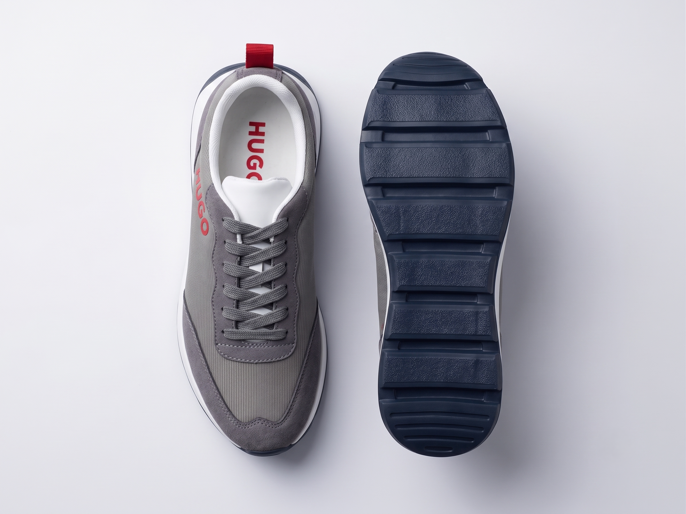 Sneakers en Daim et Mesh Gris & Rouge