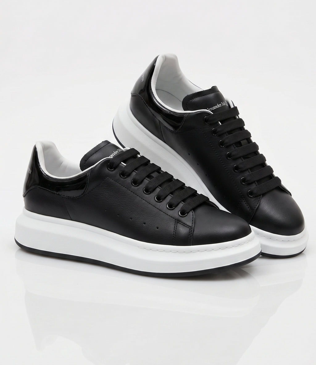 Baskets Oversize en Cuir Noir