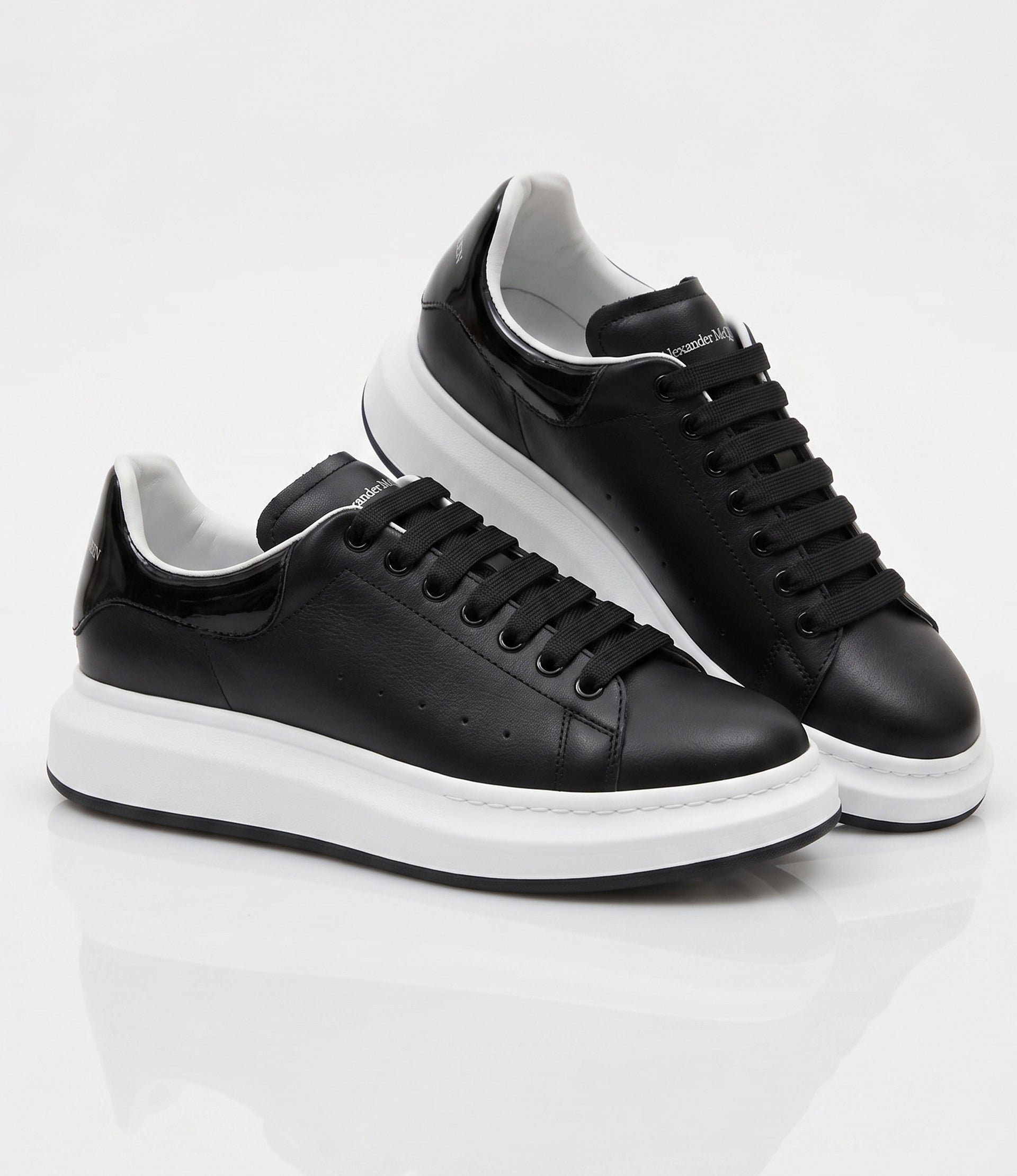 Baskets Oversize en Cuir Noir