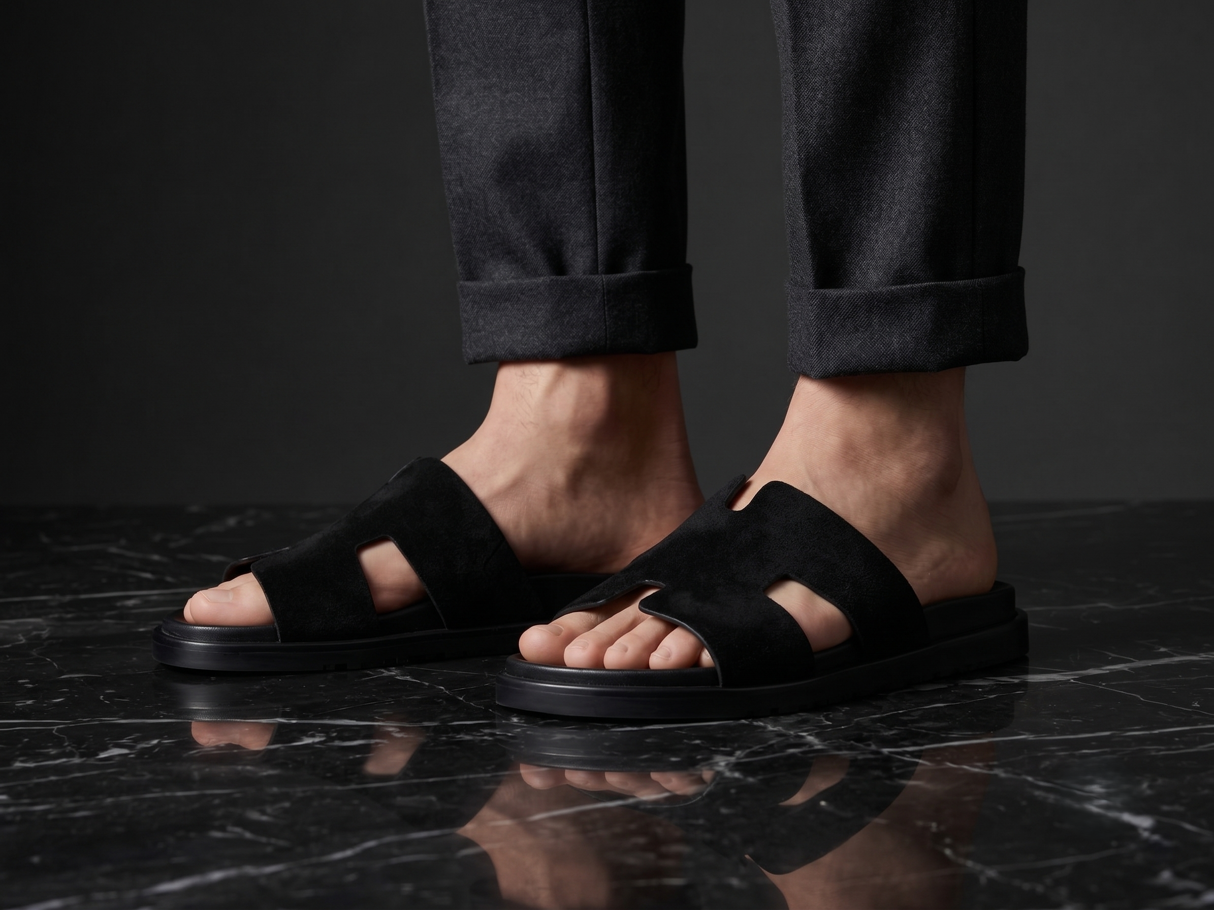 Sandales premium en Noir Intense