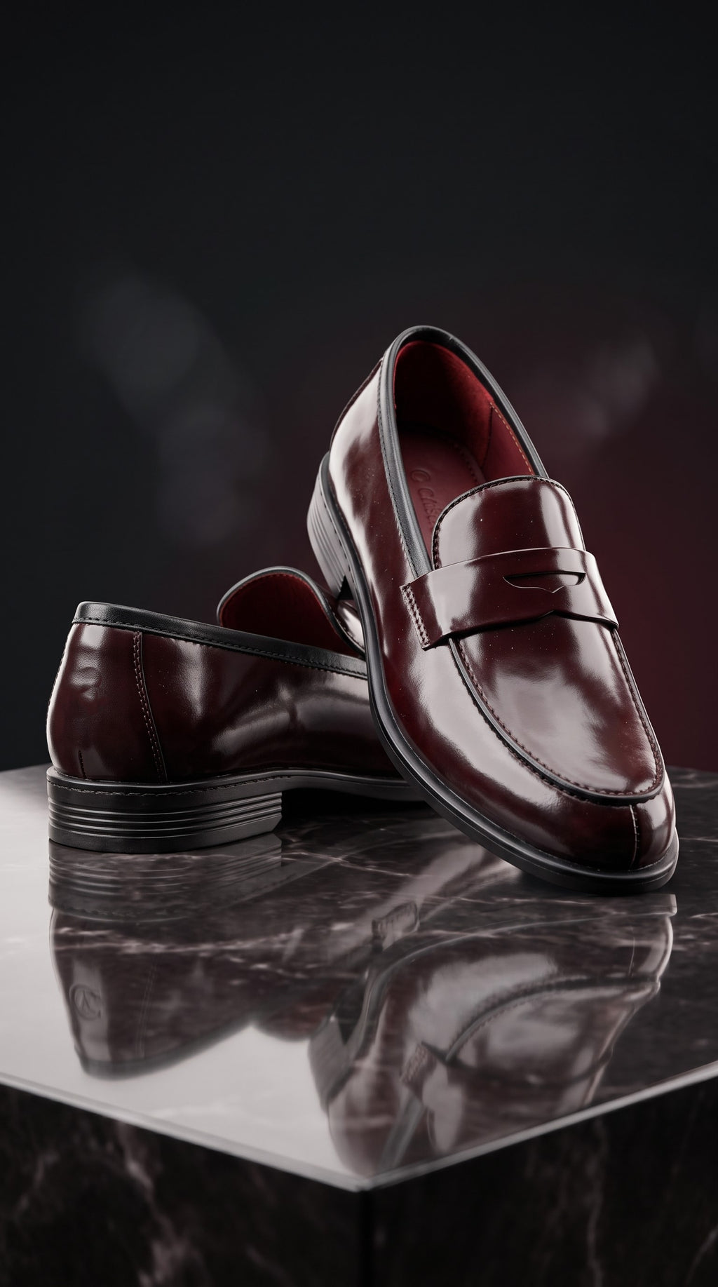 Mocassins Penny Loafers en Cuir Verni Bordeaux