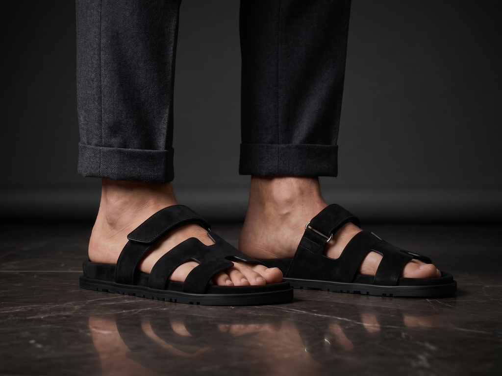 Sandales Élégantes en Daim Noir