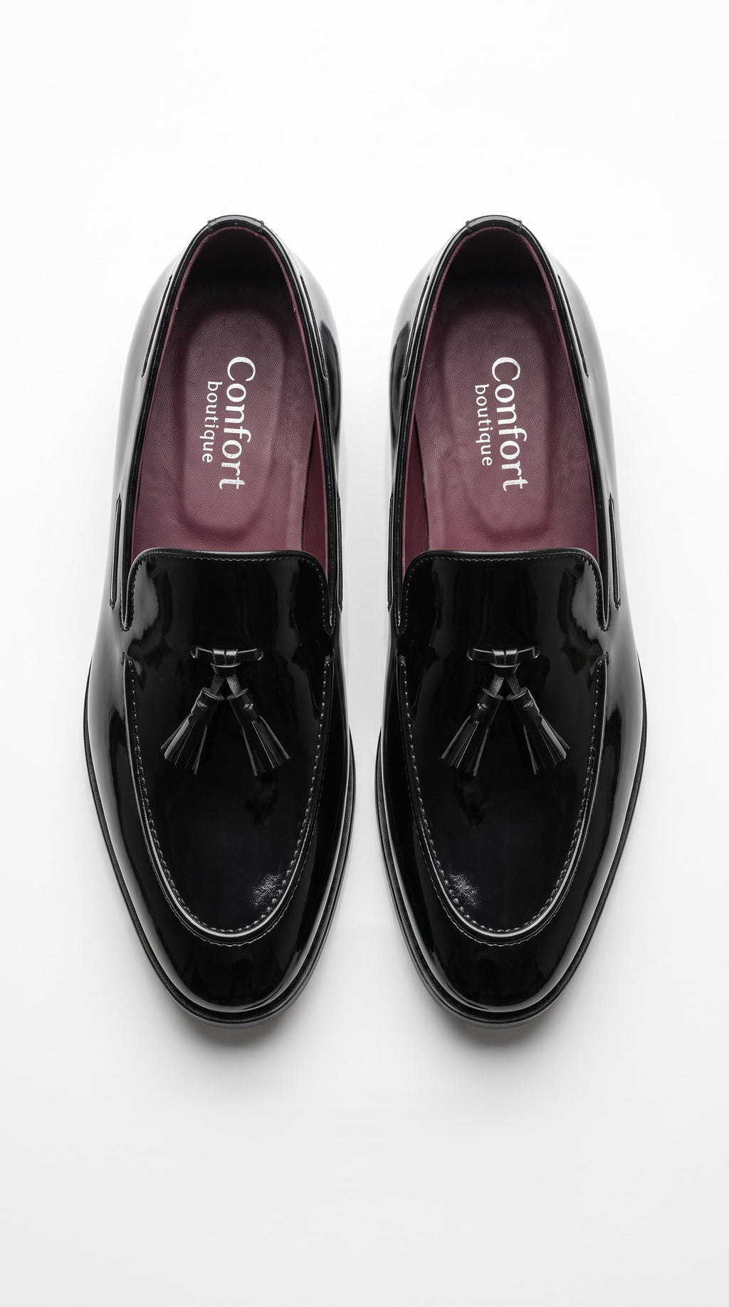 Mocassins à Pampilles en Cuir Verni Noir