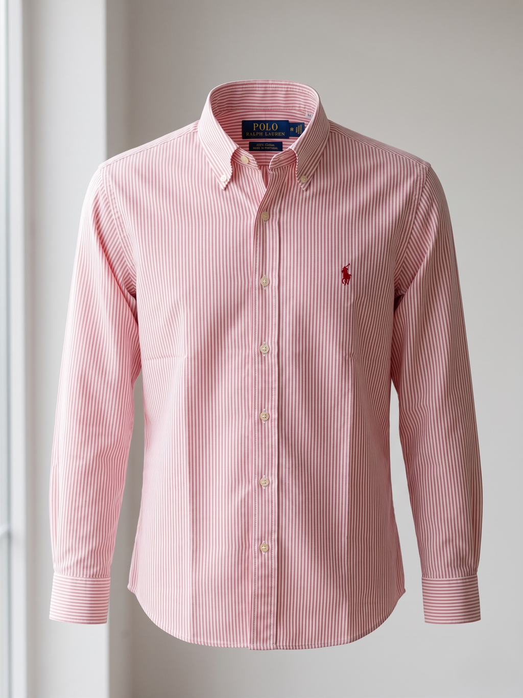 Chemise Classique à Fines Rayures Roses
