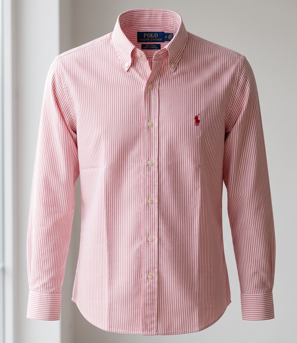 Chemise Classique à Fines Rayures Roses