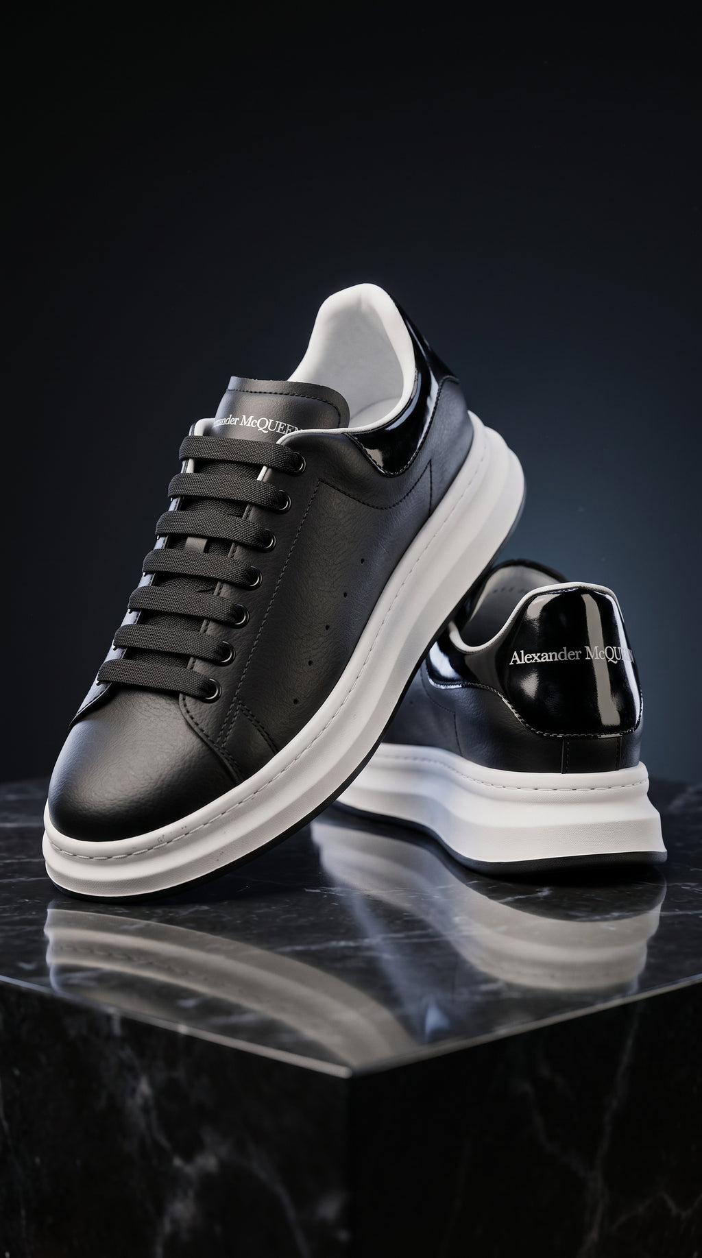 Baskets Oversize en Cuir Noir