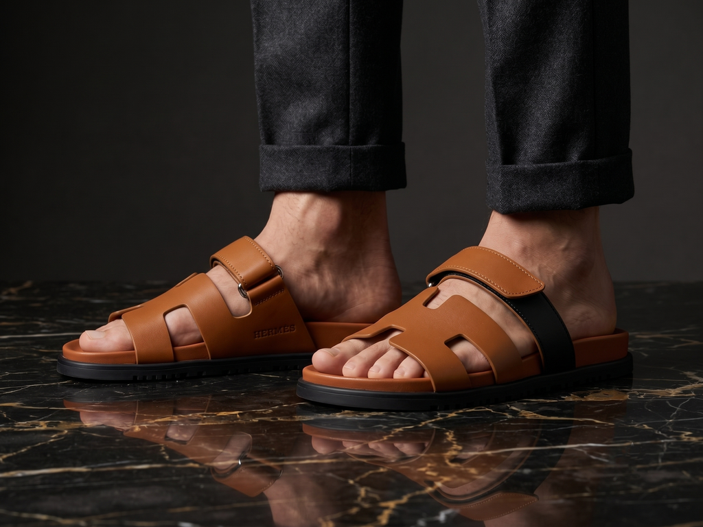 Sandales Homme en Cuir Cognac Premium
