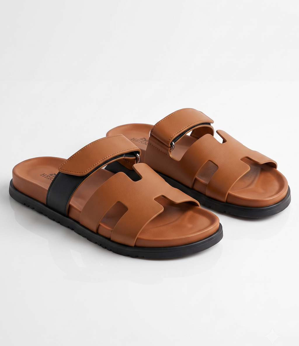 Sandales Homme en Cuir Cognac Premium