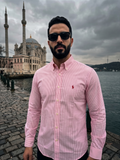 Chemise Classique à Fines Rayures Roses