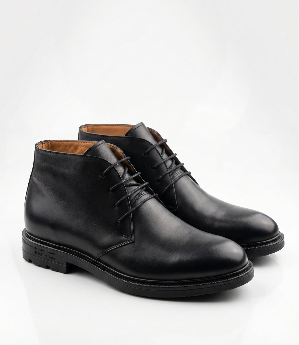 Chaussure Derby en Cuir Noir Lisse