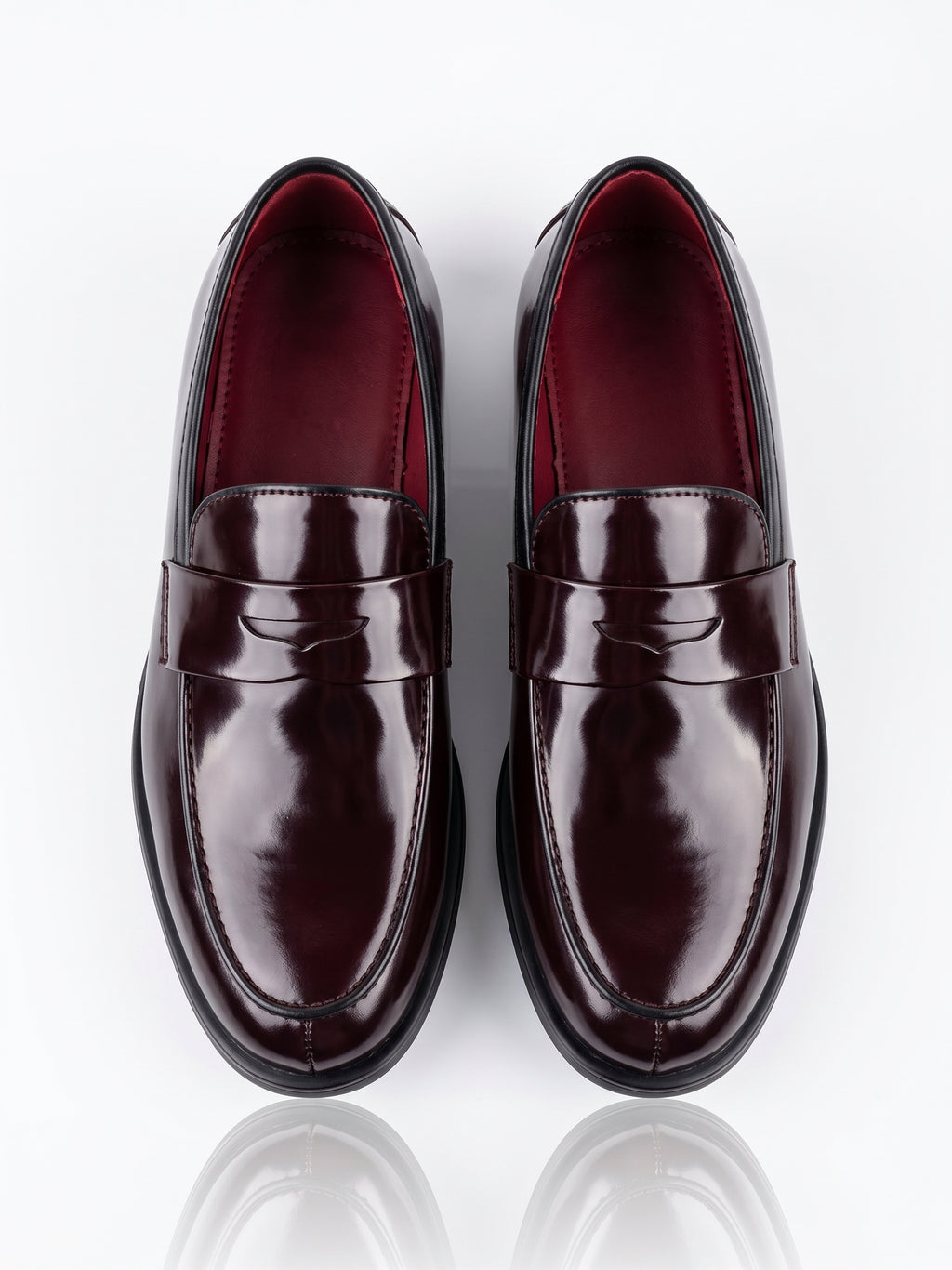 Mocassins Penny Loafers en Cuir Verni Bordeaux
