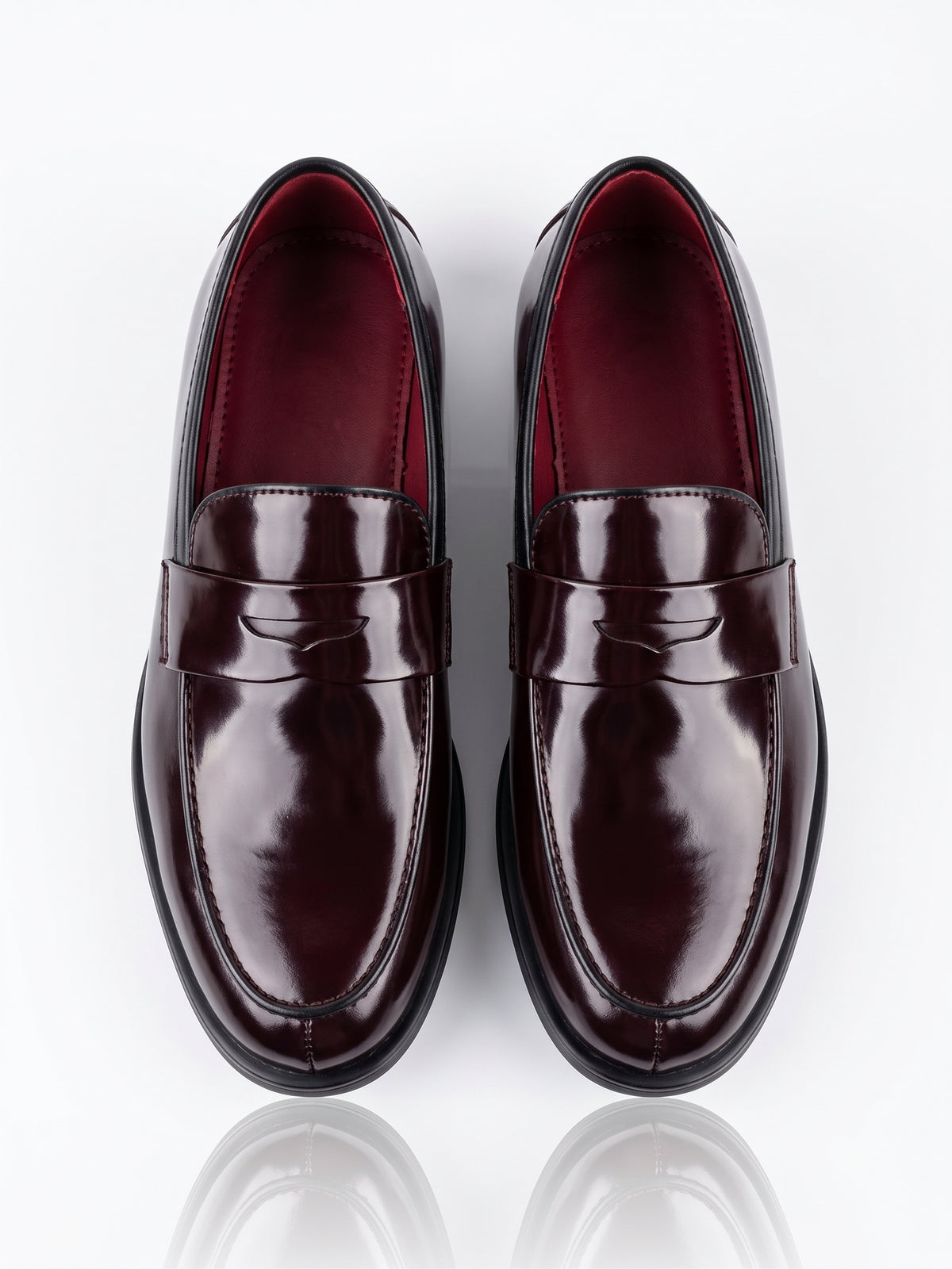 Mocassins Penny Loafers en Cuir Verni Bordeaux