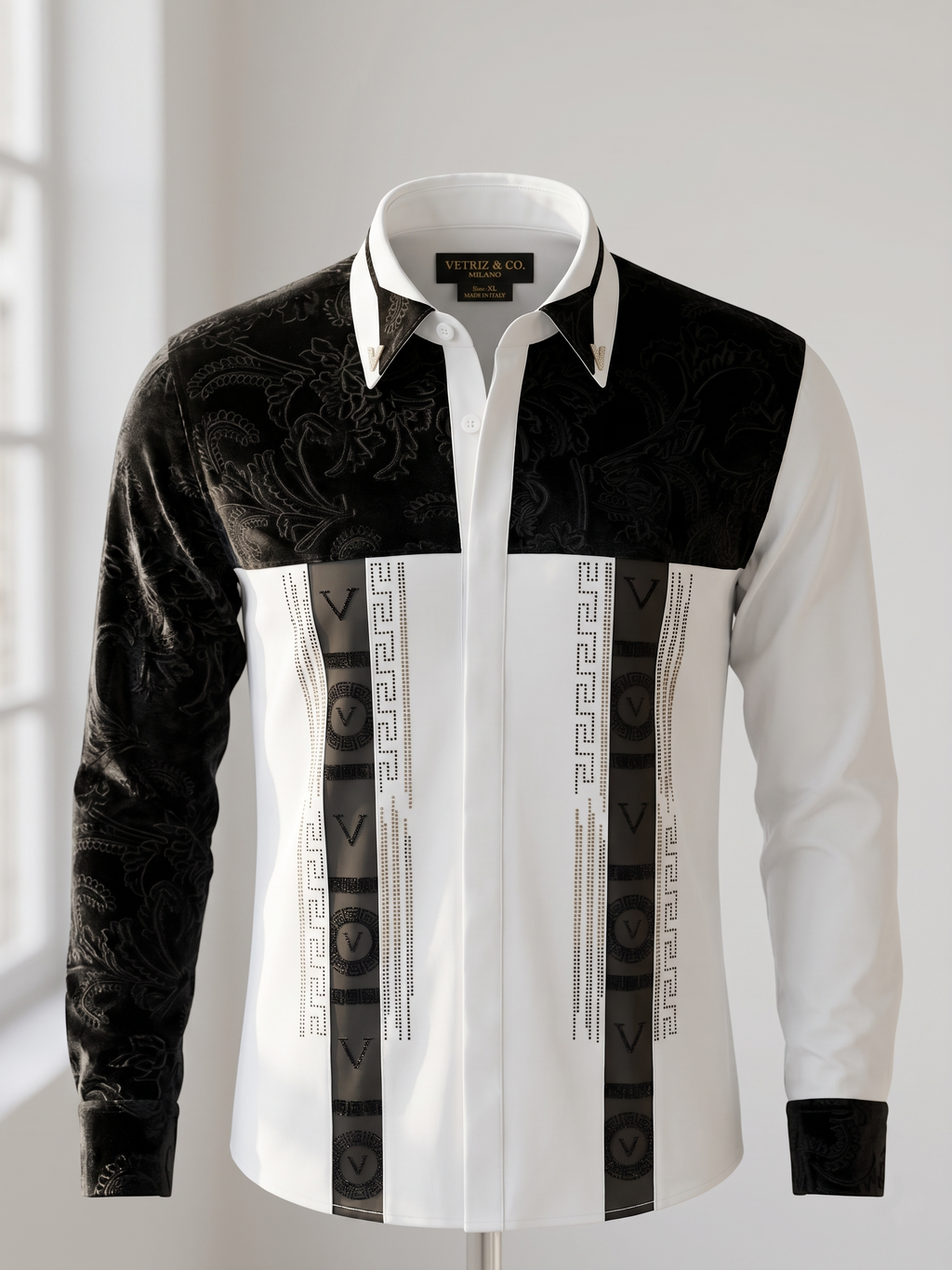 Chemise "Prestige" Bicolore à Détails Velours