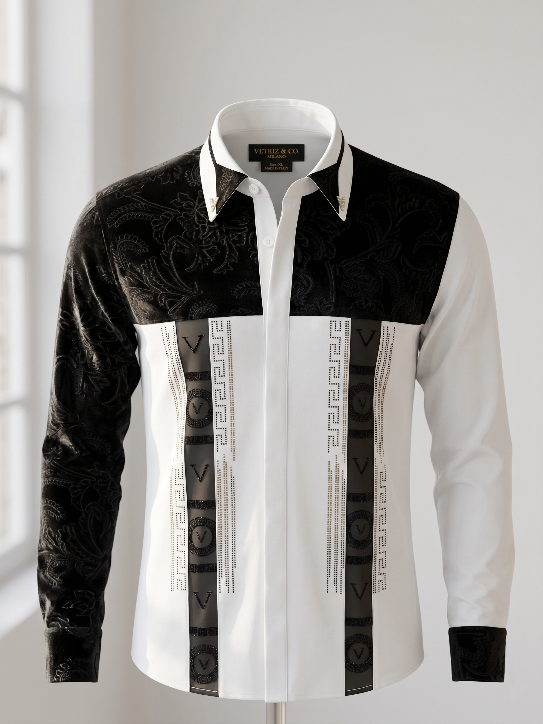 Chemise "Prestige" Bicolore à Détails Velours