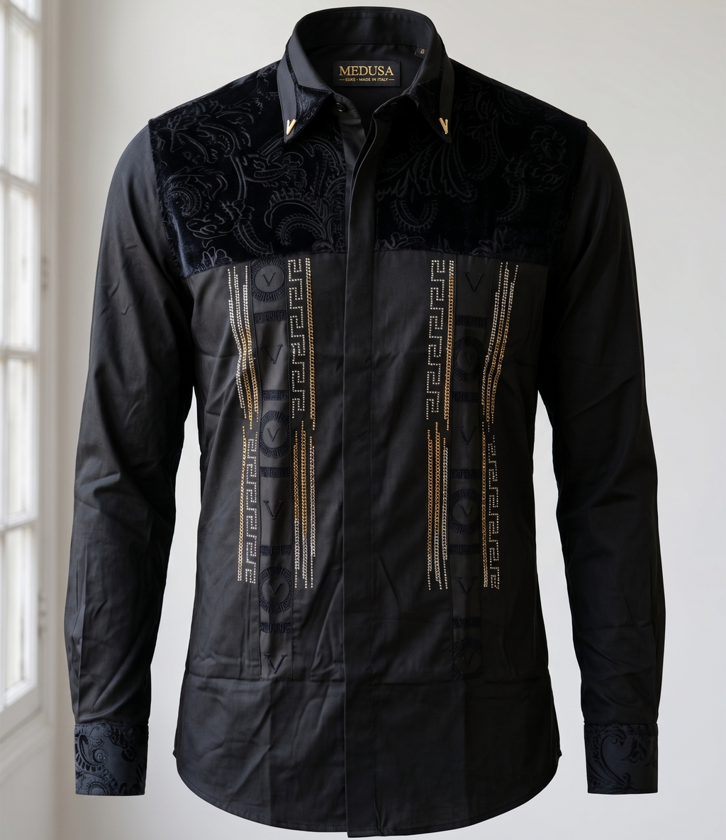 Chemise Noire Édition Prestige à Ornements Dorés