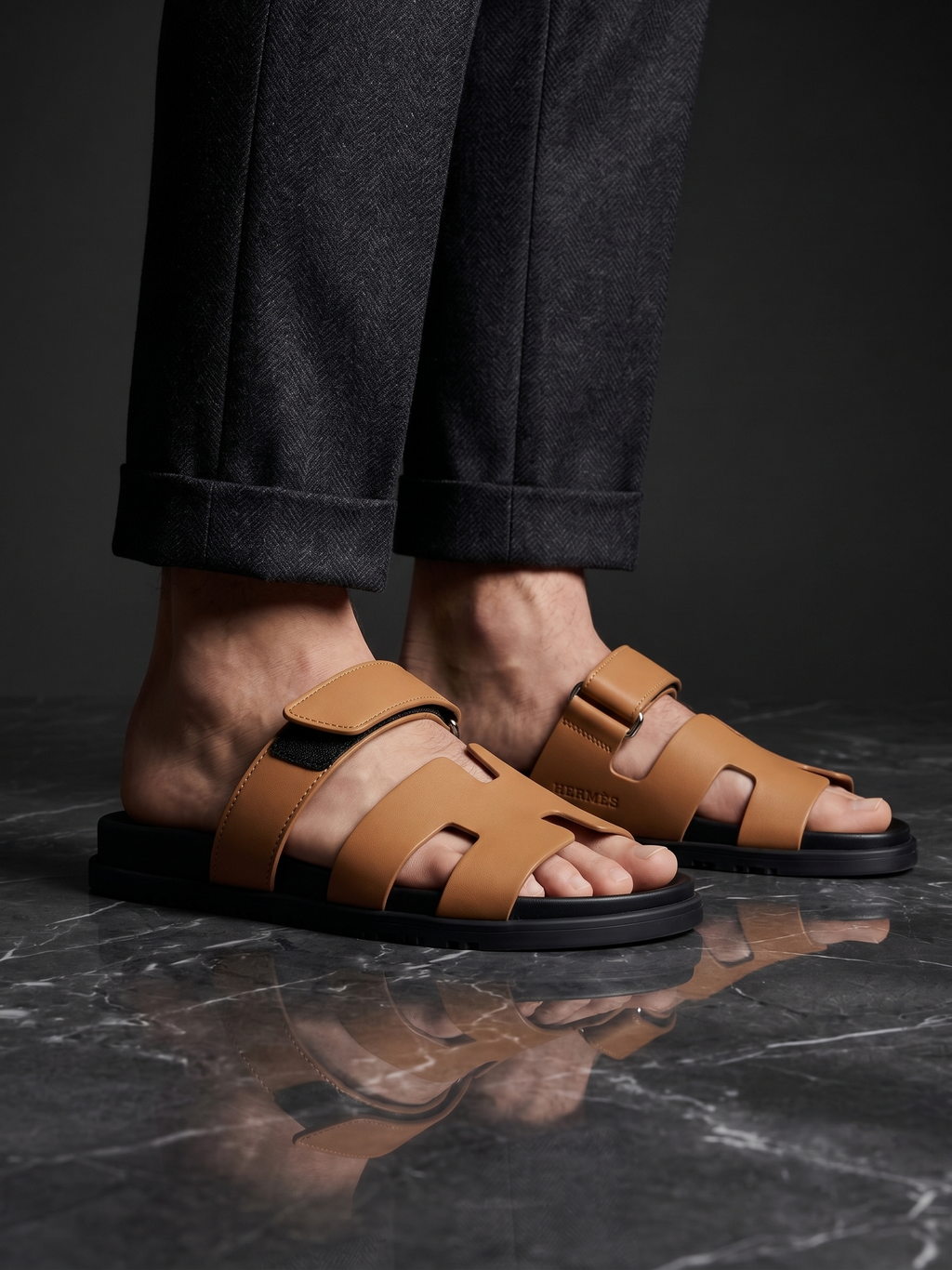Sandales cuir Camel