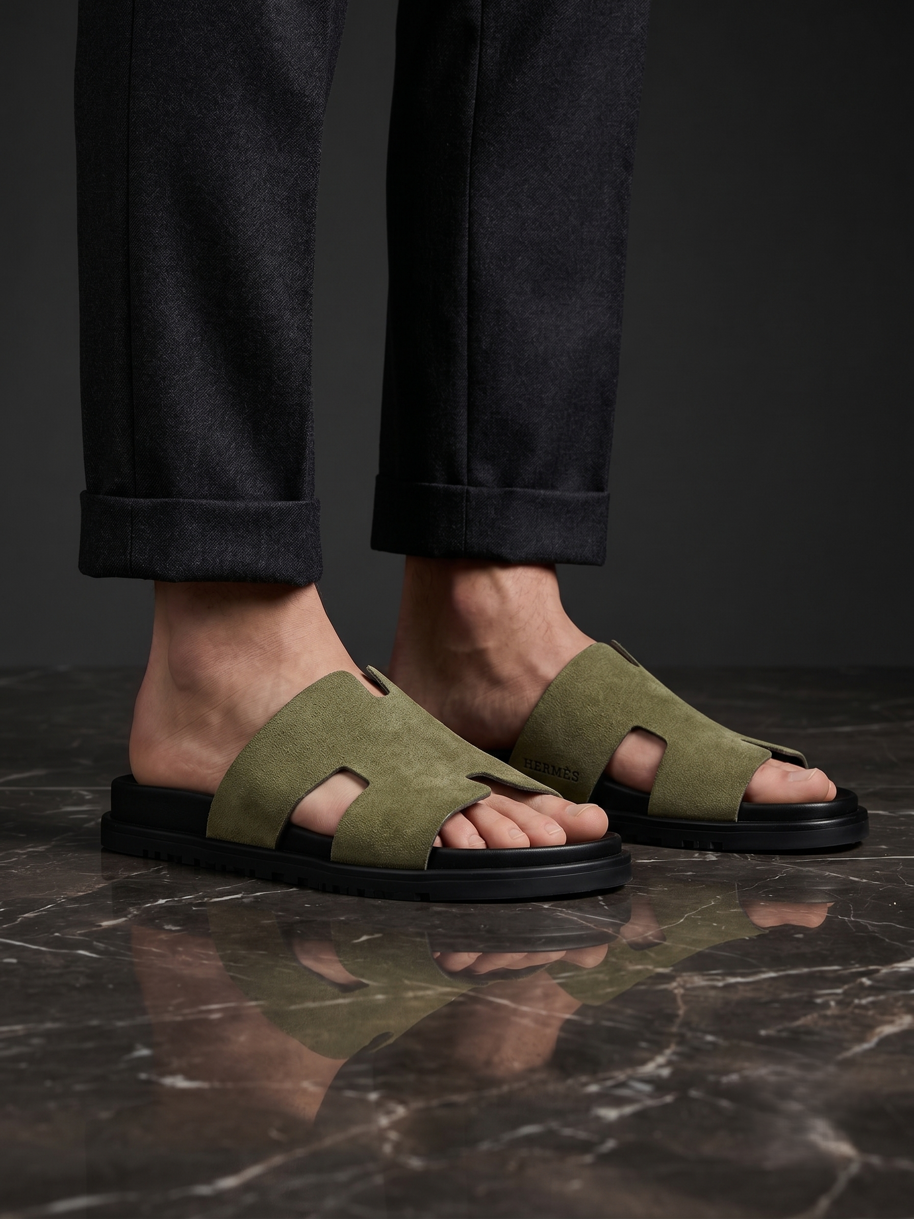 Sandales Minimalistes en Vert Kaki