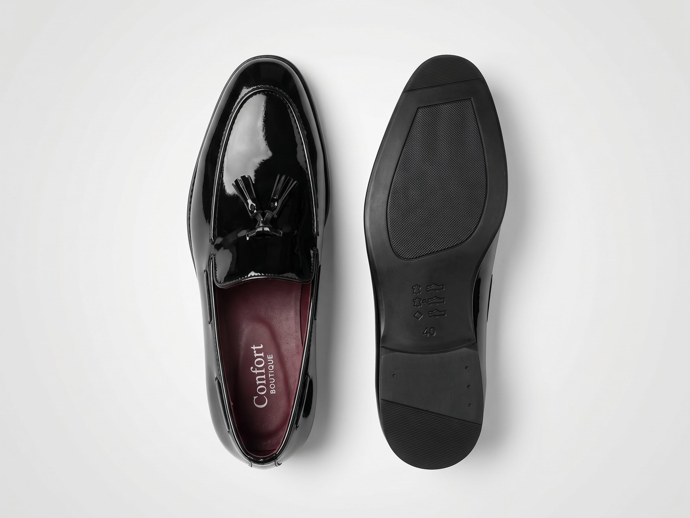 Mocassins à Pampilles en Cuir Verni Noir