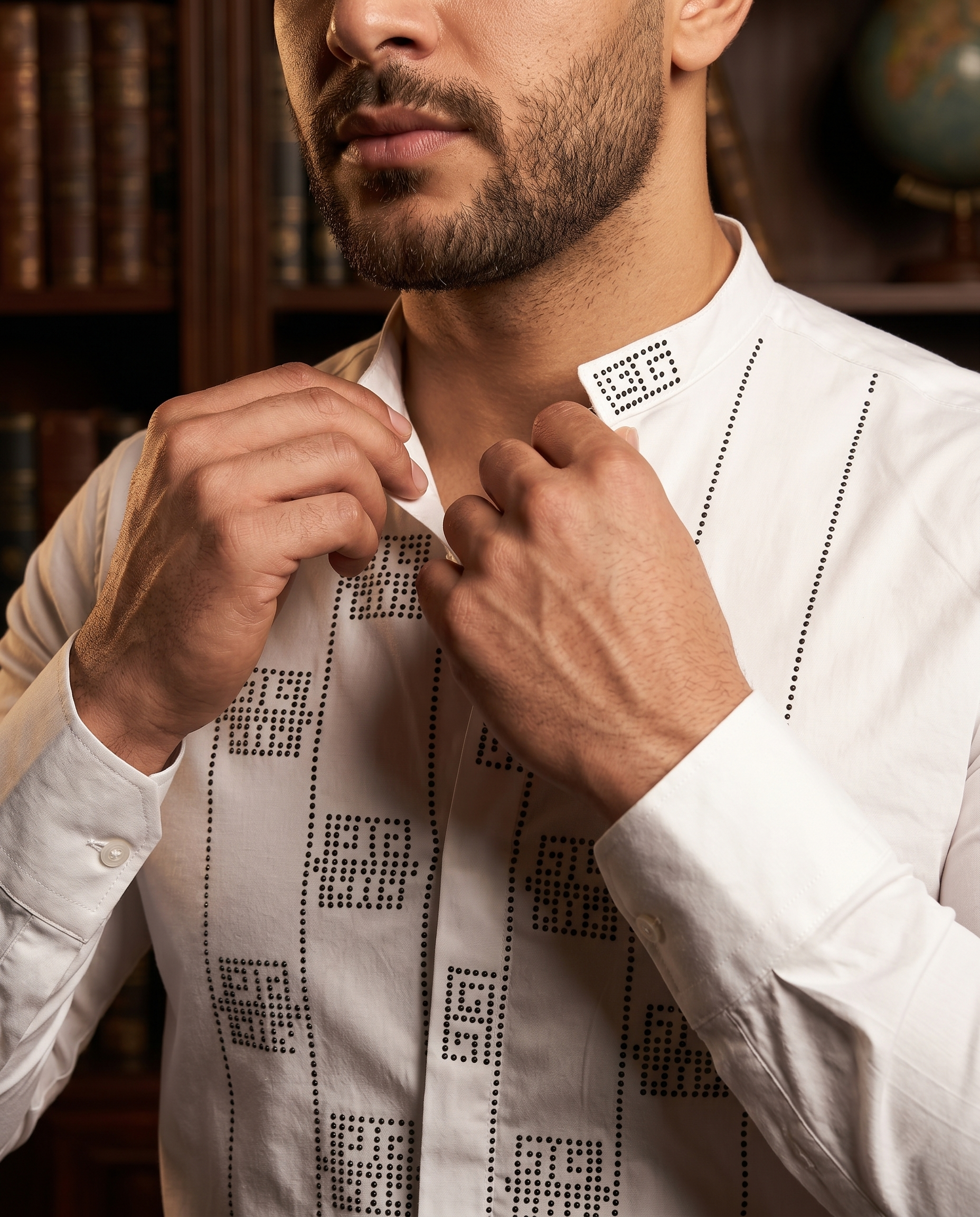 Chemise Blanche Géométriques