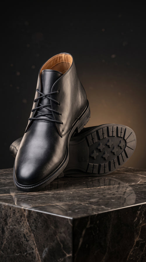 Chaussure Derby en Cuir Noir Lisse