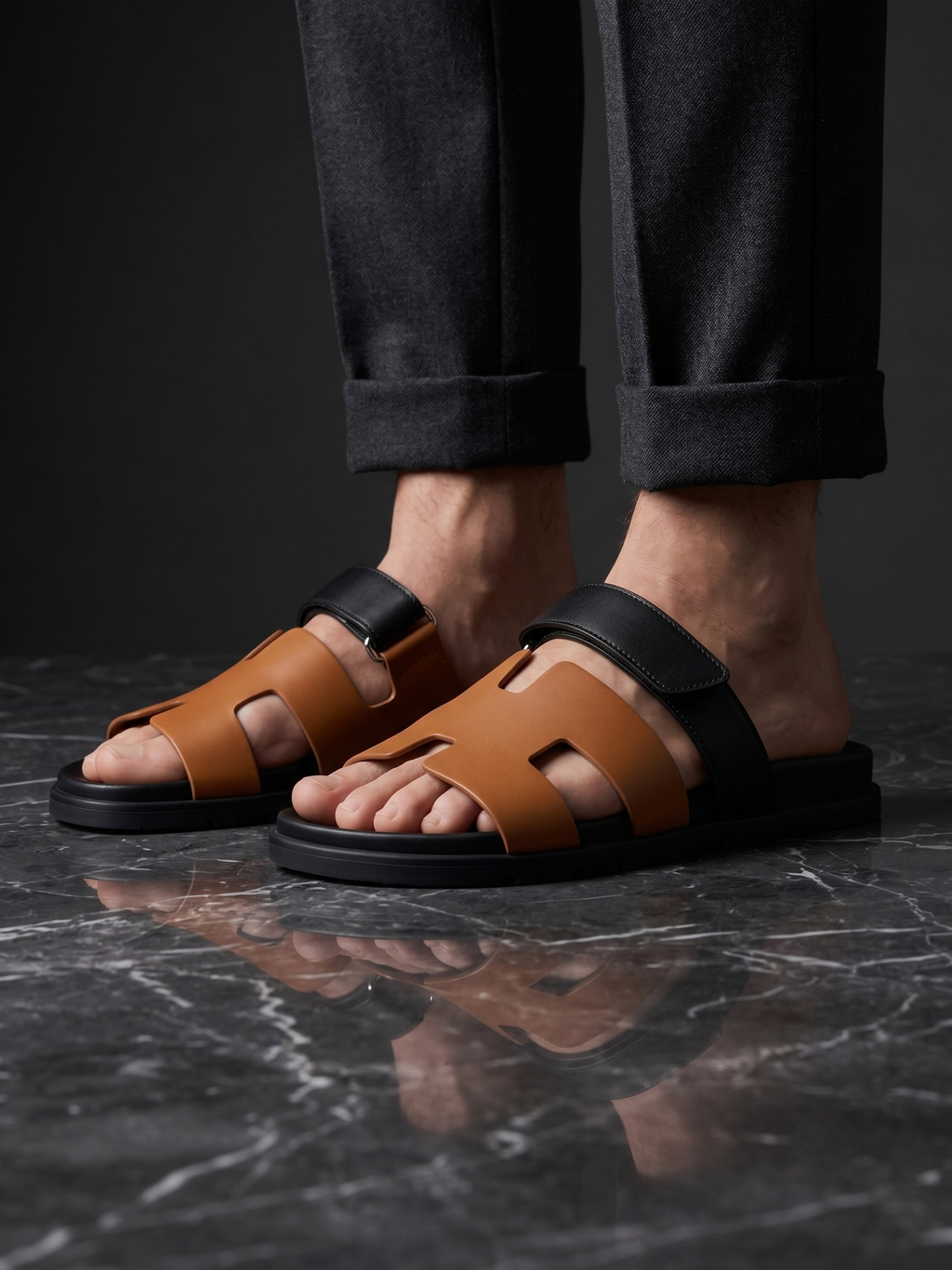 Sandales en Cuir Bicolore Premium