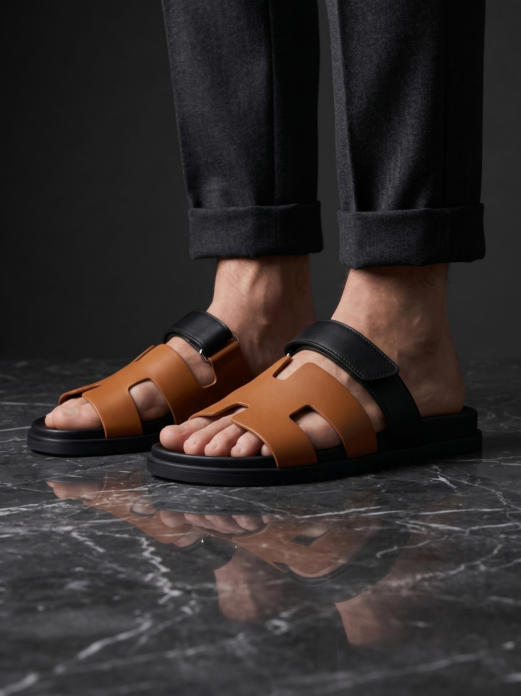 Sandales en Cuir Bicolore Premium