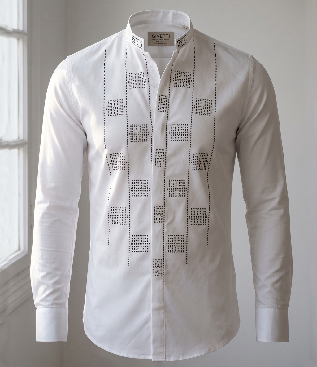 Chemise Blanche Géométriques
