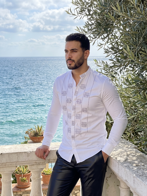 Chemise Blanche Géométriques