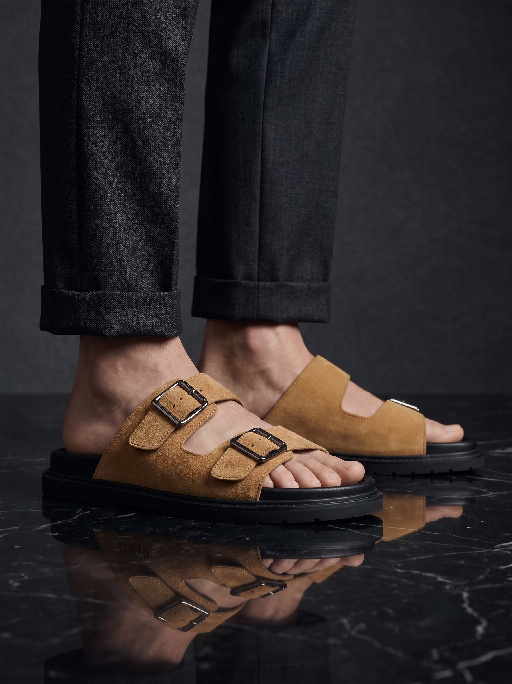 Sandales Camel Premium à Double Boucle