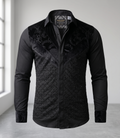 Chemise Noire « Prestige » à Empiècements Velours et Strass