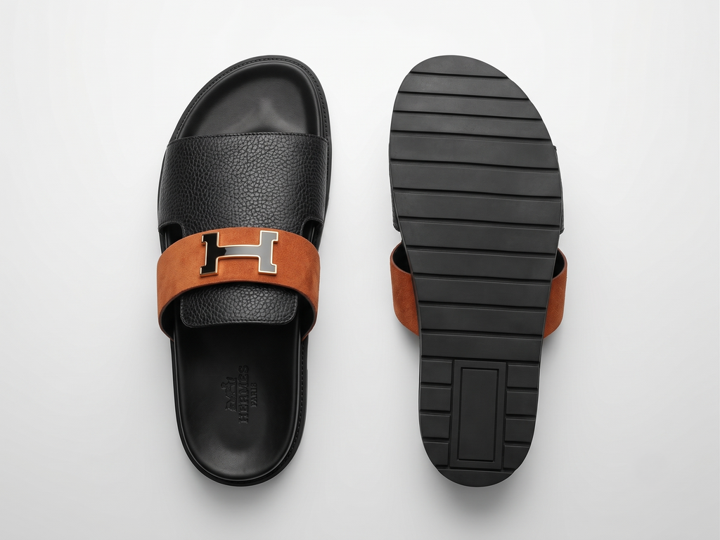 Sandales Premium Bicolores Noir et Orange