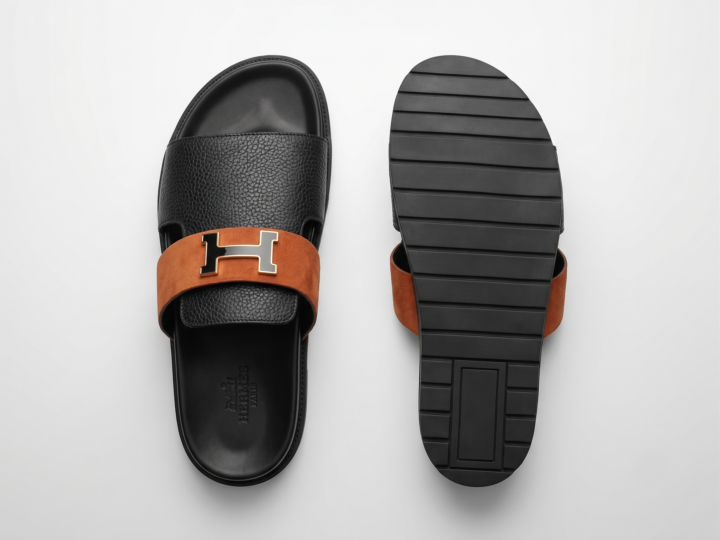 Sandales Premium Bicolores Noir et Orange
