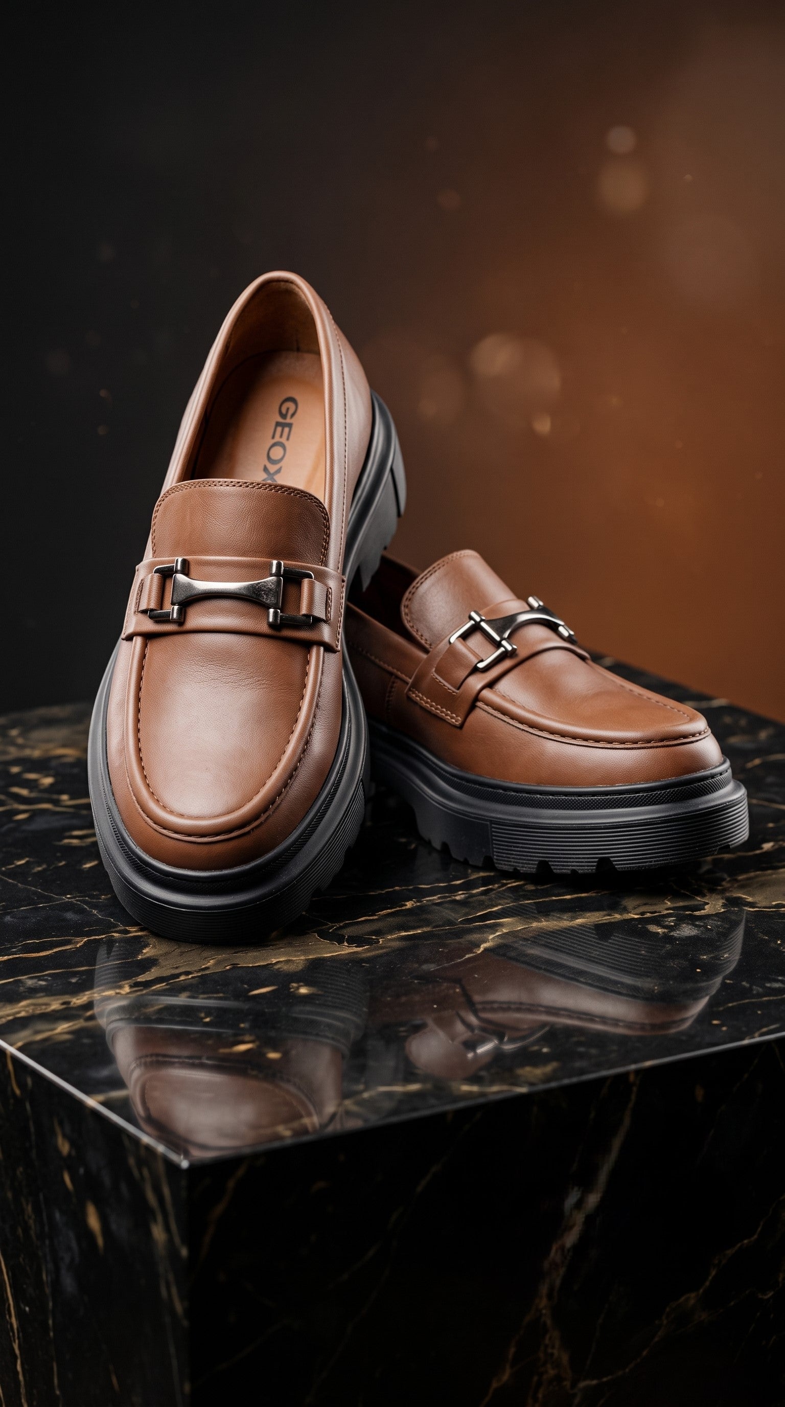 Mocassins Chunky en Cuir Marron