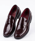 Mocassins Penny Loafers en Cuir Verni Bordeaux