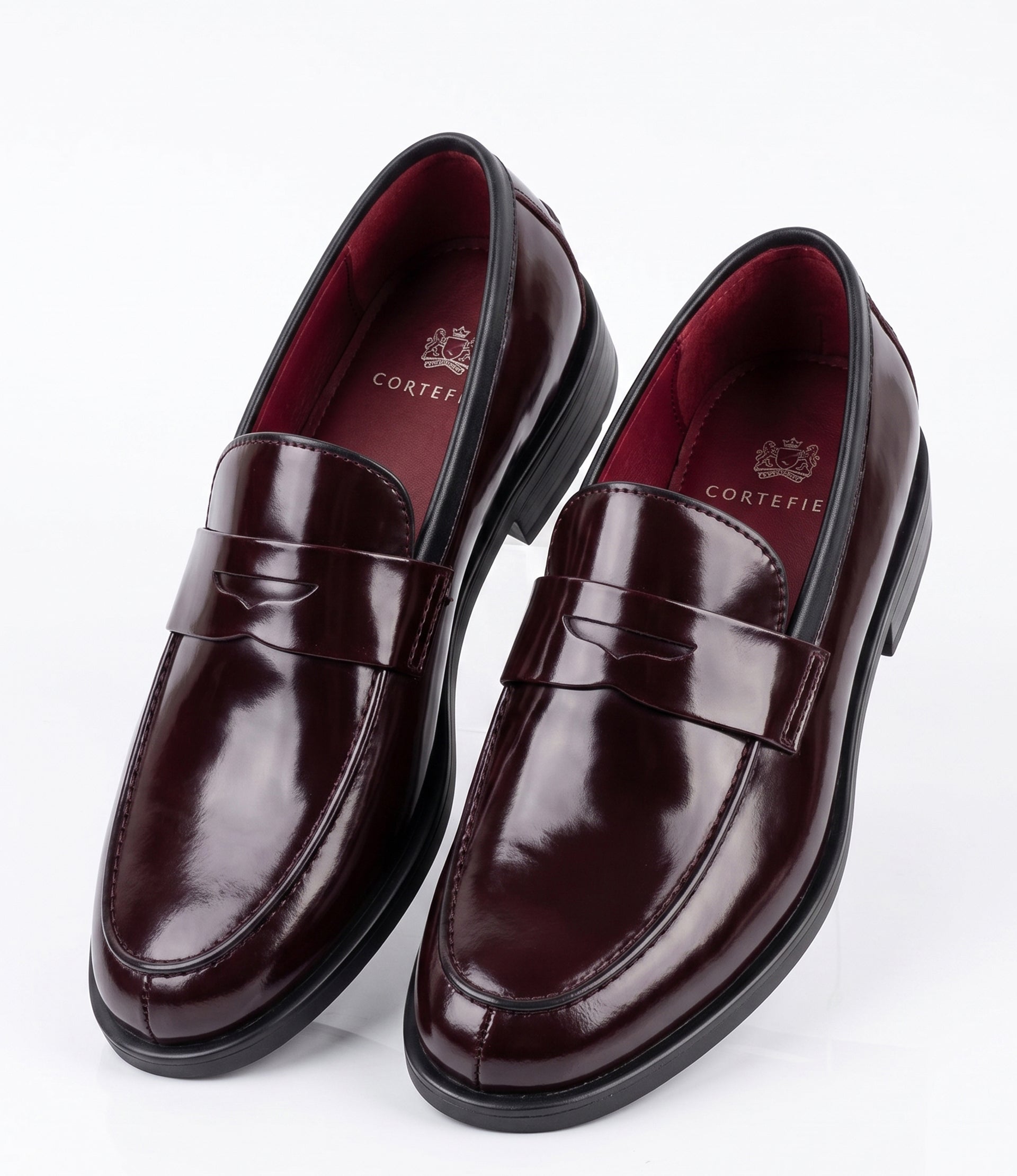 Mocassins Penny Loafers en Cuir Verni Bordeaux
