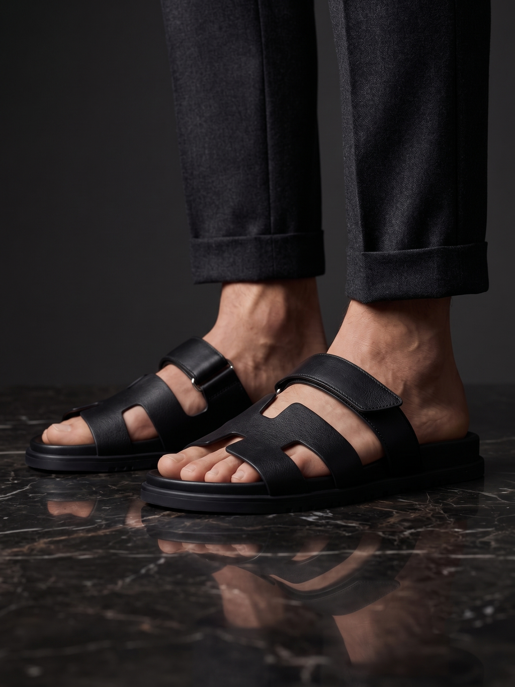 Sandales Minimalistes en Cuir Noir