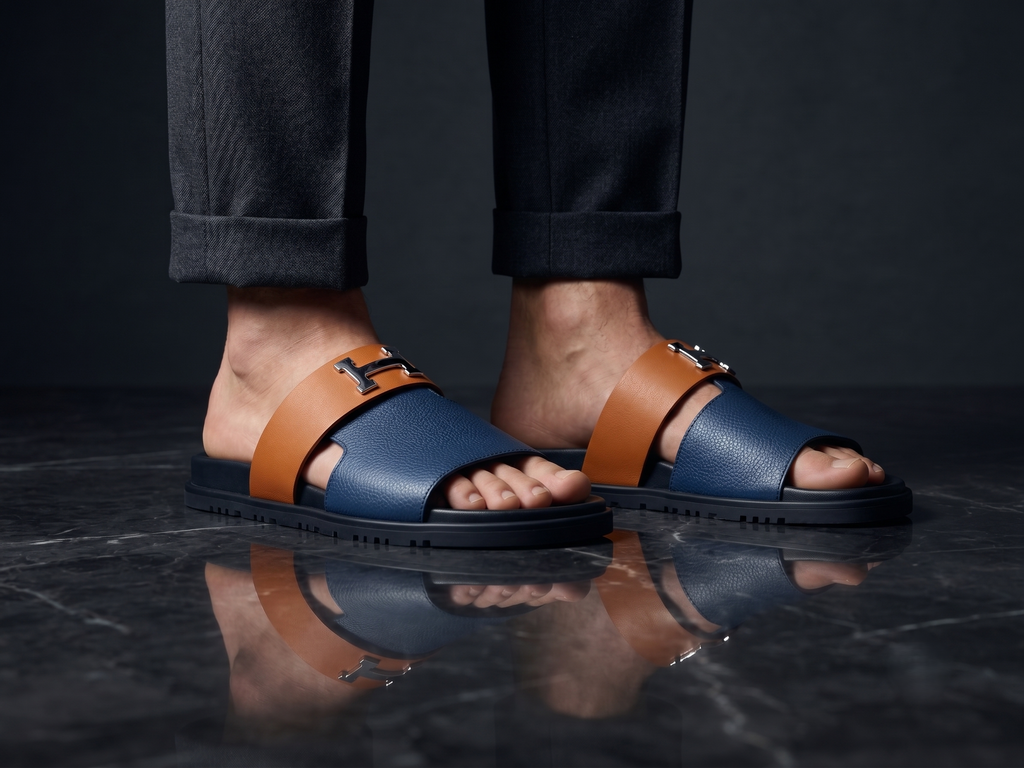 Sandales Premium Bicolores Bleu et Orange