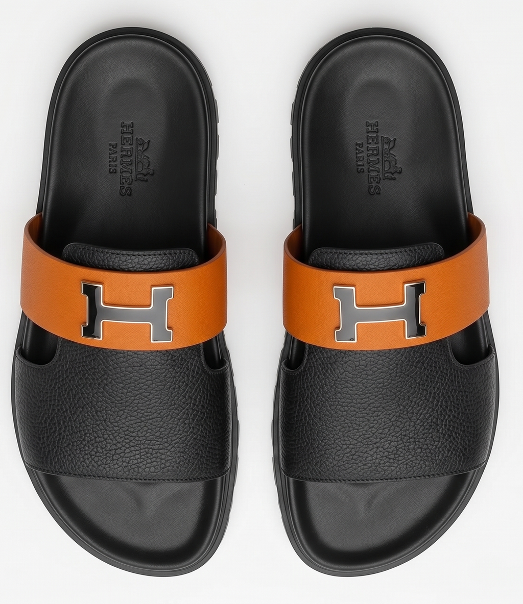 Sandales Premium Bicolores Noir et Orange