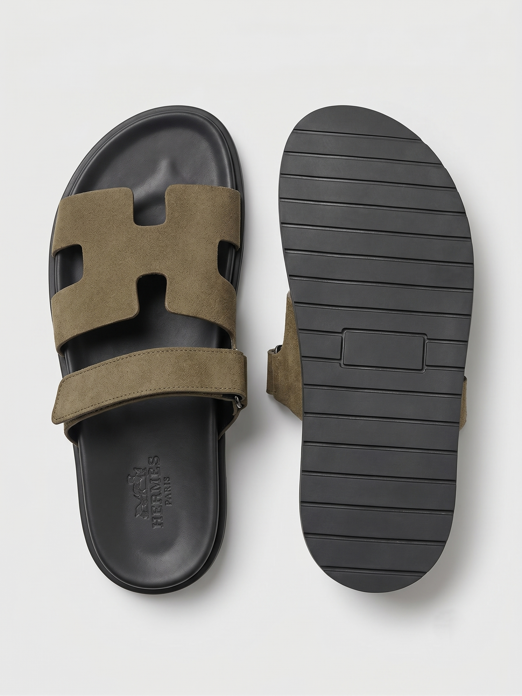 Sandales Homme en Daim Kaki