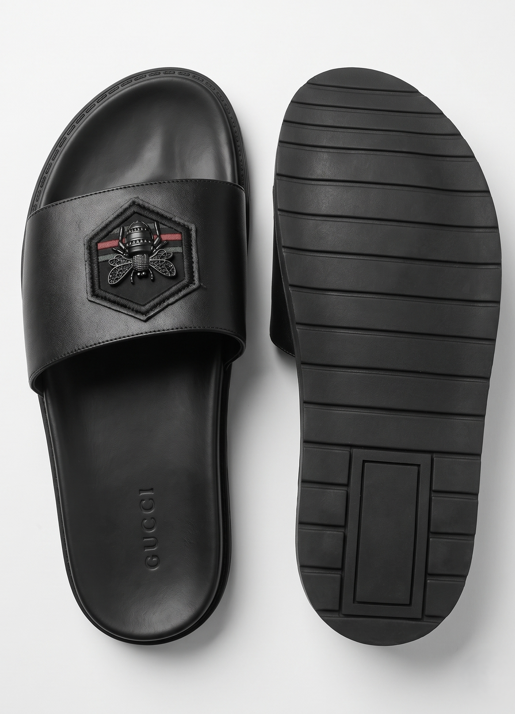 Sandales de Luxe en Cuir Noir Abeille