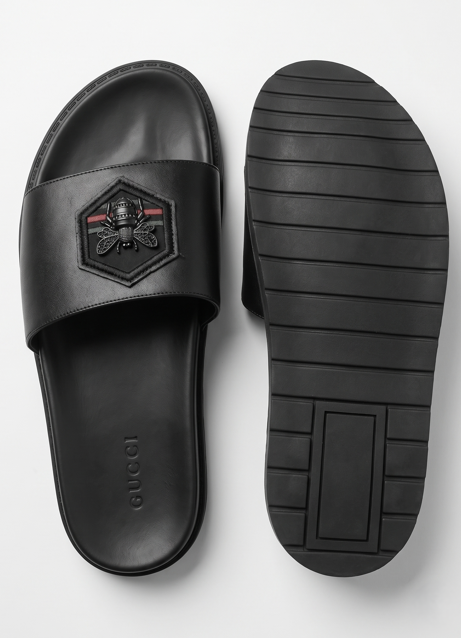 Sandales de Luxe en Cuir Noir Abeille