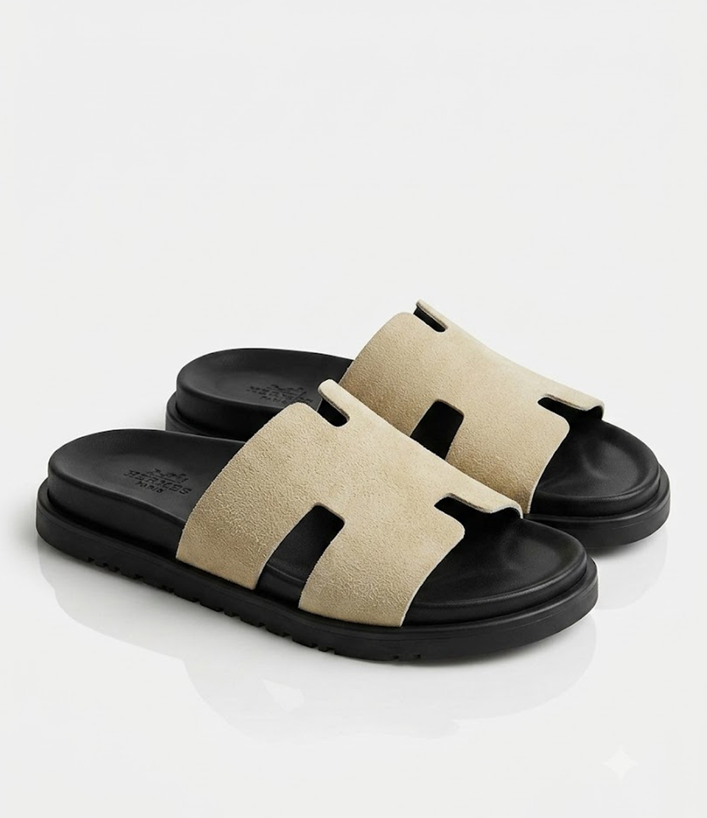 Sandales Suède Beige & Semelle Confort Noire